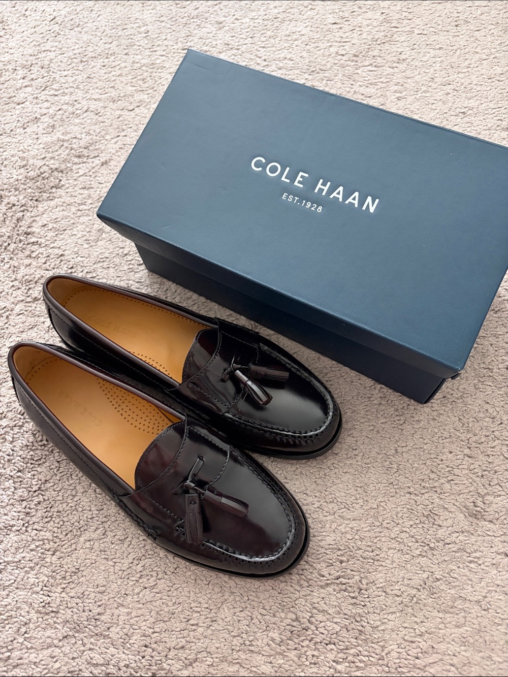 Cole Haan Men’s Black Patent Leather Tassel Loafers